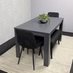 Kosy Koala Arrow Rocco 4 Seater Dining Set with Bench Dark Grey and Black Velvet - Multi - Wilko - thumbnail 7