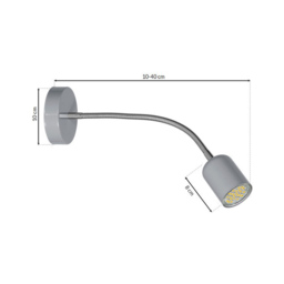 Milagro Maxi Grey Wall Lamp 230V - Size: 10 x 40 x 40cm - Wilko - thumbnail 7