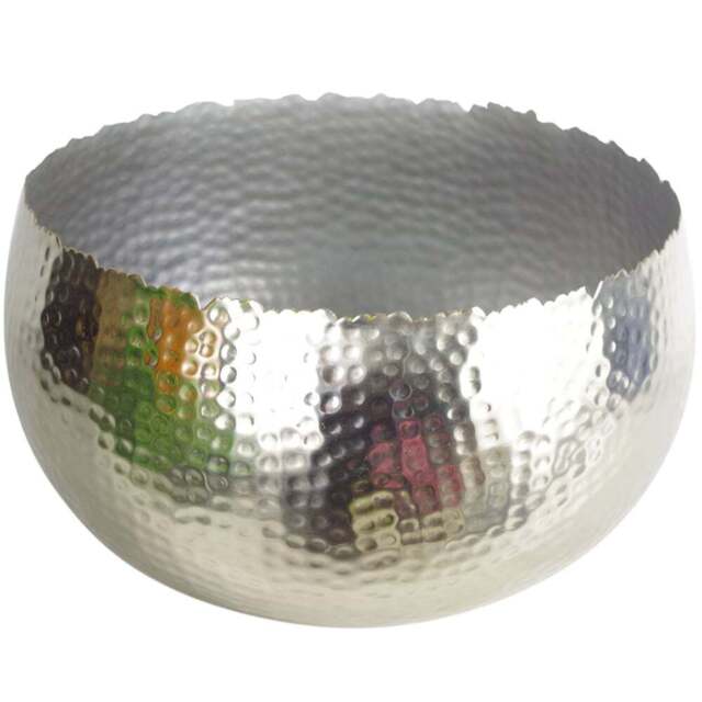 Botanik Silver Metal Curved Edge Hammered Planter 20 x 32cm - Size: 20 x 30 x 30cm - Wilko - image 1