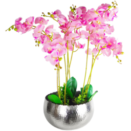 Botanik Silver Metal Curved Edge Hammered Planter 20 x 32cm - Size: 20 x 30 x 30cm - Wilko - thumbnail 4