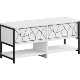 Decortie Inola 2 Door 2 Shelf White Geometric Shoe Cabinet - Size: 47 x 105 x 37cm - Wilko - thumbnail 3