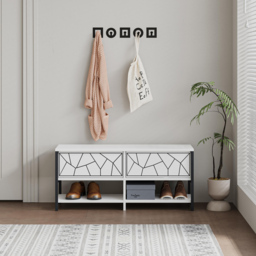 Decortie Inola 2 Door 2 Shelf White Geometric Shoe Cabinet - Size: 47 x 105 x 37cm - Wilko - thumbnail 6
