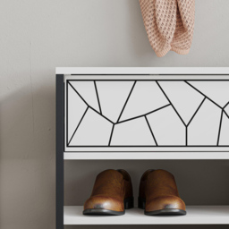 Decortie Inola 2 Door 2 Shelf White Geometric Shoe Cabinet - Size: 47 x 105 x 37cm - Wilko - thumbnail 4