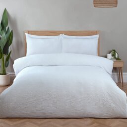 Seersucker Washable Duvet Set White Superking - Divante - Wilko - thumbnail 1