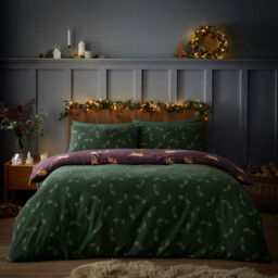 Burgundy Christmas Highland Cows Duvet Set Burgundy - Wilko - thumbnail 6