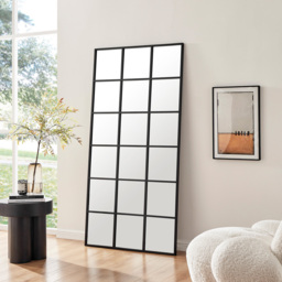 Furniturebox Yuki Black Window Full Length Wall Mirror 180 x 90cm - Wilko - thumbnail 3