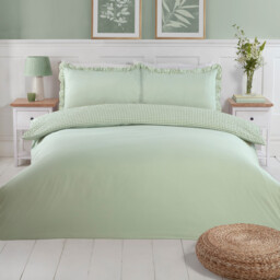 Josette Frill Duvet Set Green Single - Wilko - thumbnail 3