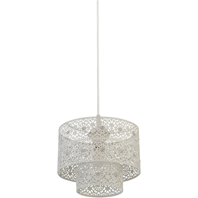 Lighting Collection 2 Tier Cream Cut Out Pattern Shade - Size: 18 x 24 x 24cm - Wilko