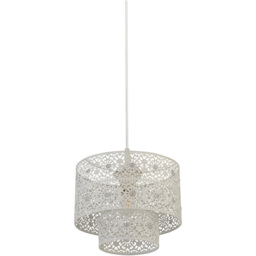 Lighting Collection 2 Tier Cream Cut Out Pattern Shade - Size: 18 x 24 x 24cm - Wilko
