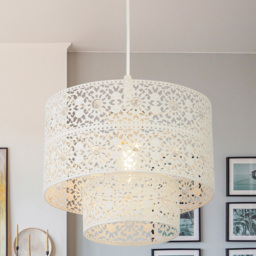 Lighting Collection 2 Tier Cream Cut Out Pattern Shade - Size: 18 x 24 x 24cm - Wilko - thumbnail 3