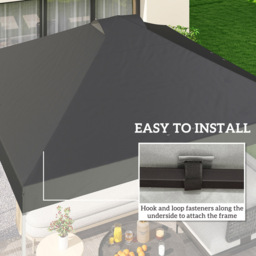 Outsunny 3 x 3m Dark Grey Waterproof Gazebo Roof Replacement Cover - Size: 25 x 300 x 300cm - Wilko - thumbnail 6