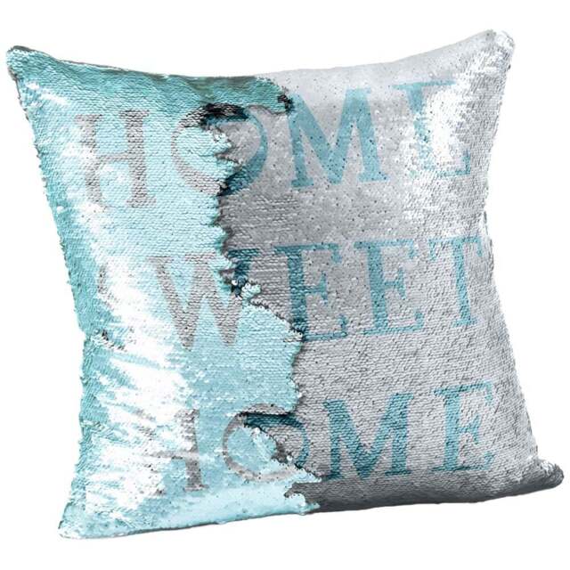Velosso Home Sweet Home Mermaid Duck Egg and Silver Filled Cushion 43 x 43cm - Multi - Wilko - image 1