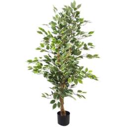 Leaf White and Green Bushy Artificial Ficus Tree in Pot 130cm - Size: 130 x 60 x 60cm - Wilko