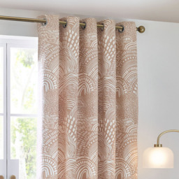 Hoem Nola Oat Abstract Eyelet Curtains 168 x 137cm - Size: W 168 x D 137cm - Brown - Wilko - thumbnail 3