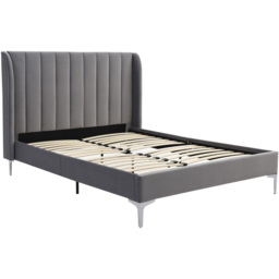 Hyacinth King Grey Velvet Bed Frame - Wilko - thumbnail 3
