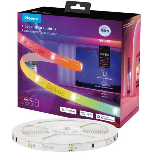 Govee RGBICW LED Smart Strip Light 10m - Size: 23.6 x 21 x 7cm - Multi - Wilko - image 1
