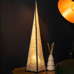 Samuel Alexander Silver Holographic Warm White LED Christmas Pyramid Decoration 45cm - Size: 60 x 13 x 13cm - Wilko