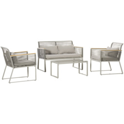 Outsunny 4 Seater Grey Wicker Metal Outdoor Sofa Set - Wilko - thumbnail 3