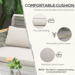 Outsunny 4 Seater Grey Wicker Metal Outdoor Sofa Set - Wilko - thumbnail 7