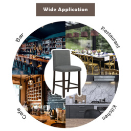 Costway Grey Upholstered Bar Stool Set of 2 - Size: 102 x 48 x 29cm - Wilko - thumbnail 5