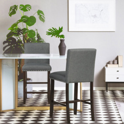 Costway Grey Upholstered Bar Stool Set of 2 - Size: 102 x 48 x 29cm - Wilko - thumbnail 4