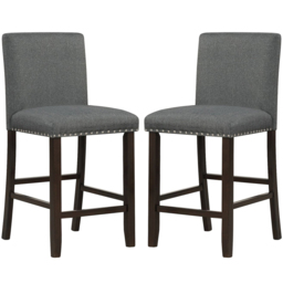 Costway Grey Upholstered Bar Stool Set of 2 - Size: 102 x 48 x 29cm - Wilko - thumbnail 3