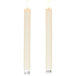 Set of 2 Ribbed Taper LED Candles - Beige or Green - Wilko - thumbnail 7