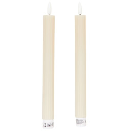 Set of 2 Ribbed Taper LED Candles - Beige or Green - Wilko - thumbnail 6