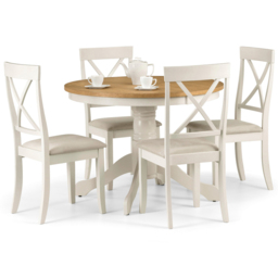 Julian Bowen Davenport 4 Seater Round Dining Set Oak and Ivory - White - Wilko - thumbnail 3