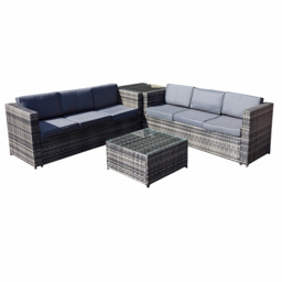 Oseasons Malta 6 Seater Walnut Grey Rattan Corner Sofa Set - Brown - Wilko - thumbnail 3