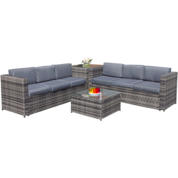 Oseasons Malta 6 Seater Walnut Grey Rattan Corner Sofa Set - Brown - Wilko - thumbnail 4