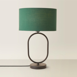 ValueLights Antonia Forest Green Drum Shade Matte Black Oval LED Table Lamp - Size: 42.3 x 25 x 25cm - Wilko - thumbnail 6