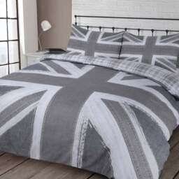 Velosso EasyCare King Size Grey Union Jack Reversible Duvet Set - Serene - Wilko - thumbnail 1