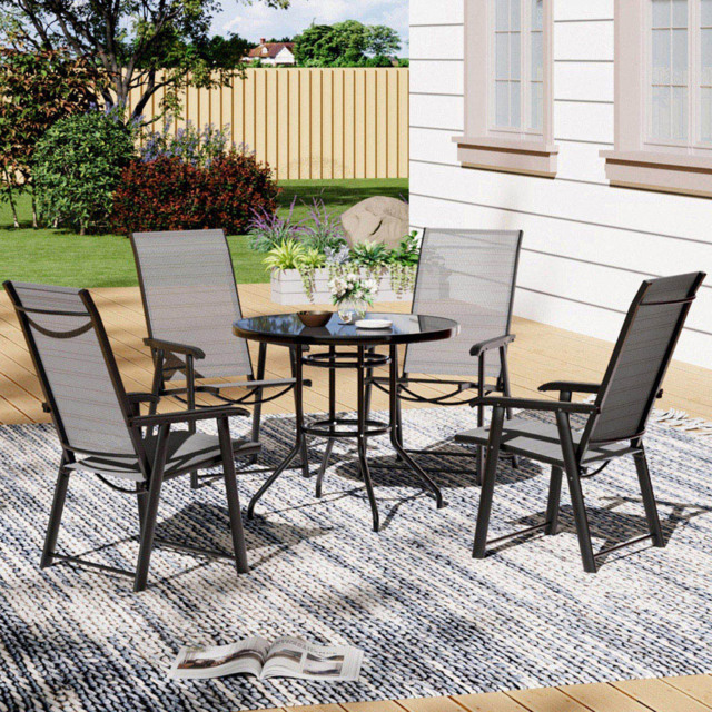 Living and Home 4 Seater Garden Dining Set Black and Grey - Wilko - image 1