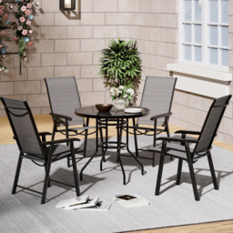 Living and Home 4 Seater Garden Dining Set Black and Grey - Wilko - thumbnail 7