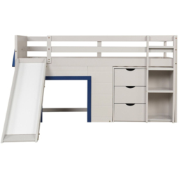 Costway Blue Kids Single 3 Drawer Pine Wood Loft Bed with Slide Ladder and Game House - Wilko - thumbnail 4