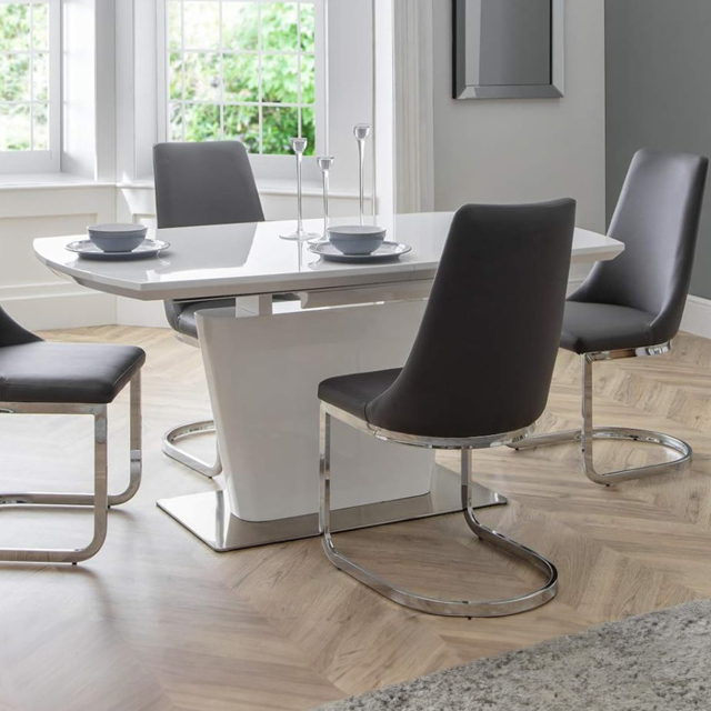 Julian Bowen Como 4 Seater Grey High Gloss Table Set - Wilko - image 1