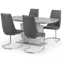 Julian Bowen Como 4 Seater Grey High Gloss Table Set - Wilko - thumbnail 3