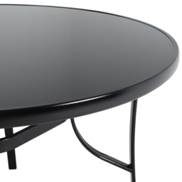 Living and Home 4 Seater Round Garden Glass Table with Parasol Hole - Black - Wilko - thumbnail 4