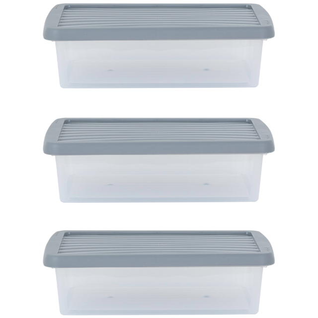 Wham 8L Clear Stackable Plastic Storage Box with Lid 3 Pack - Wilko - image 1