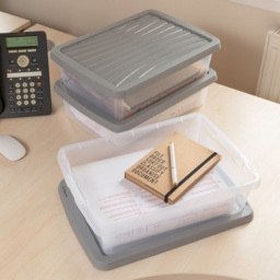 Wham 8L Clear Stackable Plastic Storage Box with Lid 3 Pack - Wilko - thumbnail 3