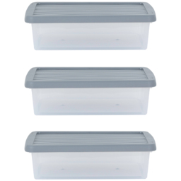 Wham 8L Clear Stackable Plastic Storage Box with Lid 3 Pack - Wilko