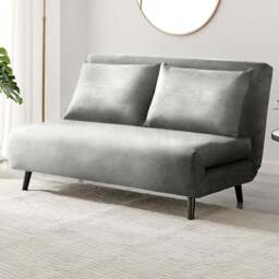 Furniturebox Billie 2 Seater Grey Velvet Sofa Bed - Wilko - thumbnail 1