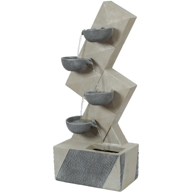 Gardenkraft Polyresin Four Bowls Water Feature - Size: 42 x 23 x 99cm - Wilko - image 1
