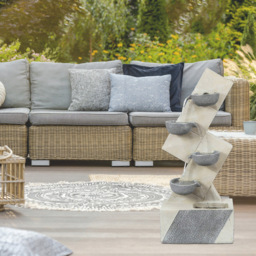 Gardenkraft Polyresin Four Bowls Water Feature - Size: 42 x 23 x 99cm - Wilko - thumbnail 4
