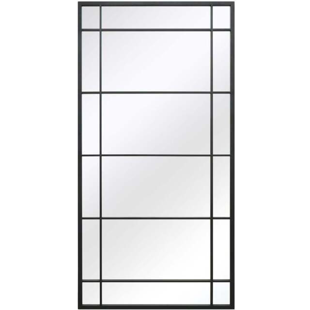 MirrorOutlet The Tabula Black Metal Framed Window Wall Mirror 160 x 80cm - Wilko - image 1