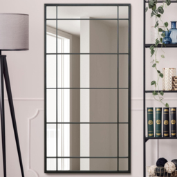 MirrorOutlet The Tabula Black Metal Framed Window Wall Mirror 160 x 80cm - Wilko - thumbnail 3