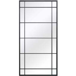 MirrorOutlet The Tabula Black Metal Framed Window Wall Mirror 160 x 80cm - Wilko