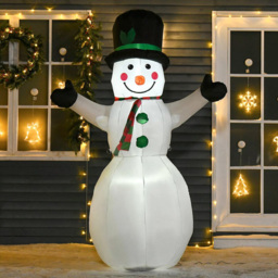 Everglow LED White Inflatable Snowman Christmas Decoration 6.33ft - Size: 7ft - Wilko