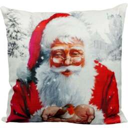 Xmas Haus Christmas-Themed Santa Design Cushion 40 x 40cm - Multi - Wilko